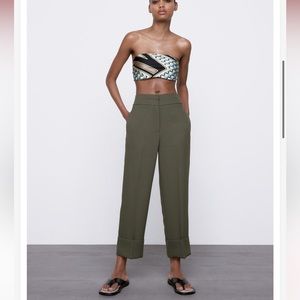 Zara Khaki Cropped Pants S